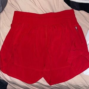 Red Lululemon Tracker Shorts